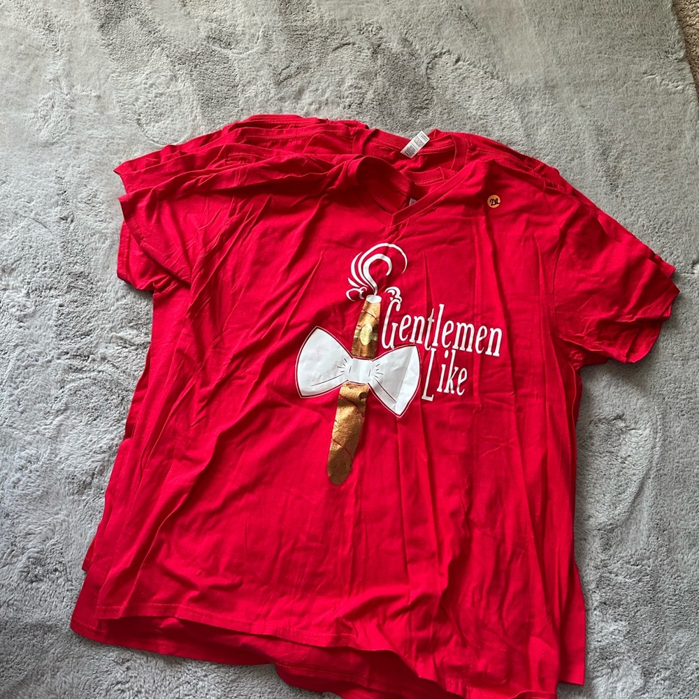 Bulk Red V neck T Shirts with Bow Tie and cigar qty 8